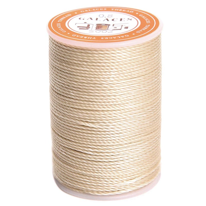 FANDOL Waxed Polyester Cord Wax-Coated Strings Waterproof Round Wax Coated Thread for Braided Bracelets DIY Accessories or Leather Sewing (Beige) - Image 1
